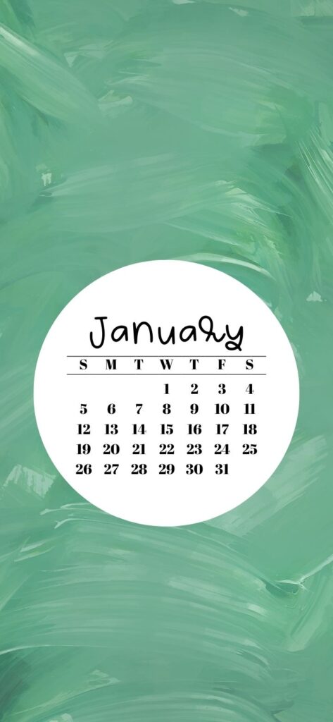 26. Rich Green Paint & January 2025 Calendar Wallpaper SaturdayGift