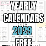 27 Yearly Calendars 2029 - Free Printables | SaturdayGift