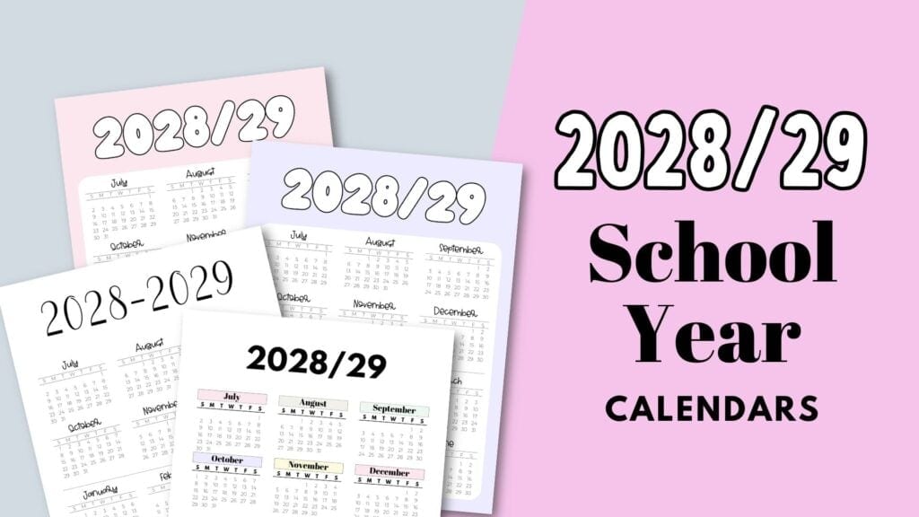 28 29 School Year Calendars Printable Templates | SaturdayGift