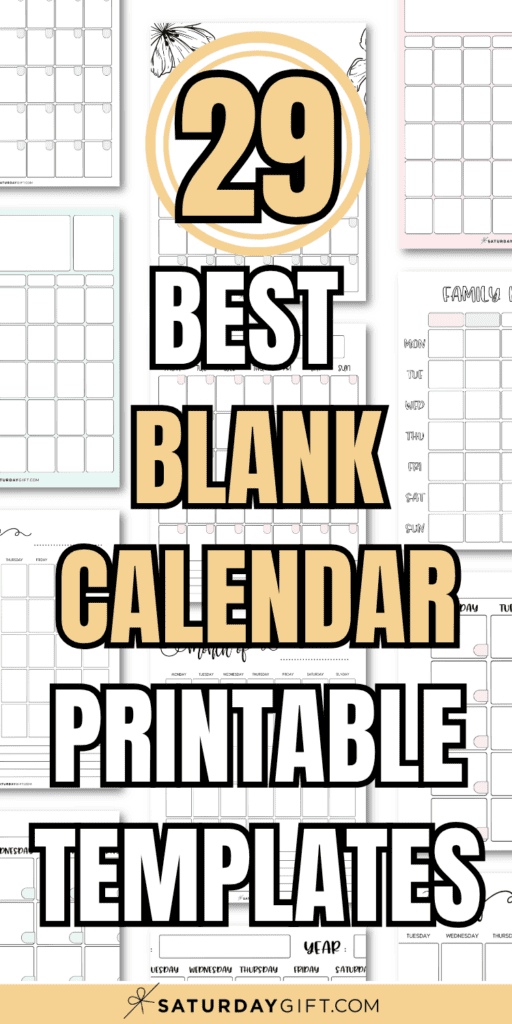 29 Best Blank Calendar Pritable Templates | SaturdayGift