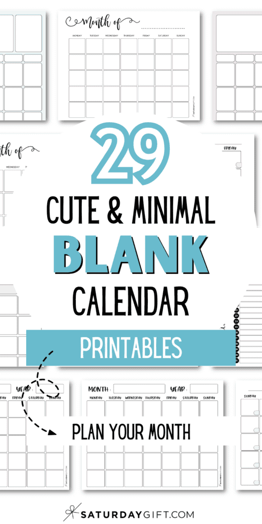 29 Cute and Minimal Blank Calendar Printables | SaturdayGift