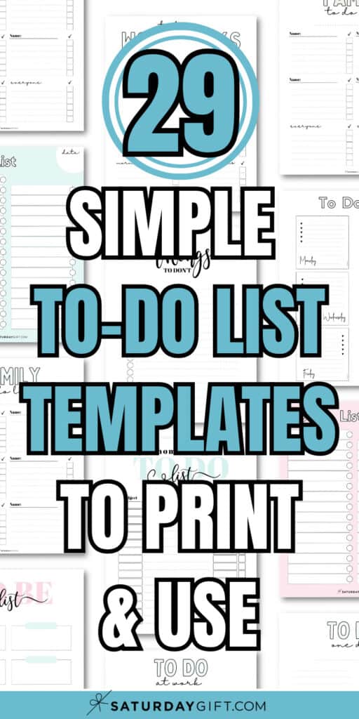 29 Simple To-Do List Templates to Print and Use | SaturdayGift