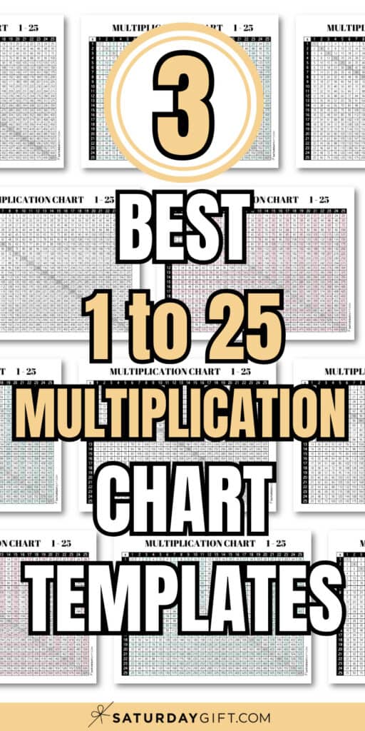 3 Best 1 to 25 Multiplication Chart Templates | SaturdayGift