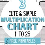 3 Cute & Simple Multiplication Chart 1 to 25 Free Printables - Master Multiplication | SaturdayGift