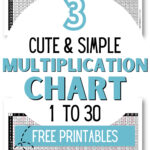 3 Cute & Simple Multiplication Chart 1 to 30 Free Printables - Practice Math Facts | SaturdayGift