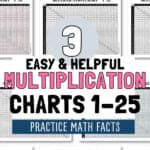 3 Easy & Helpful Multiplication Charts 1 to 25 - Practice Math Facts | SaturdayGift