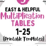 3 Easy & Helpful Multiplication Tables 1 to 25 - Printable Templates | SaturdayGift