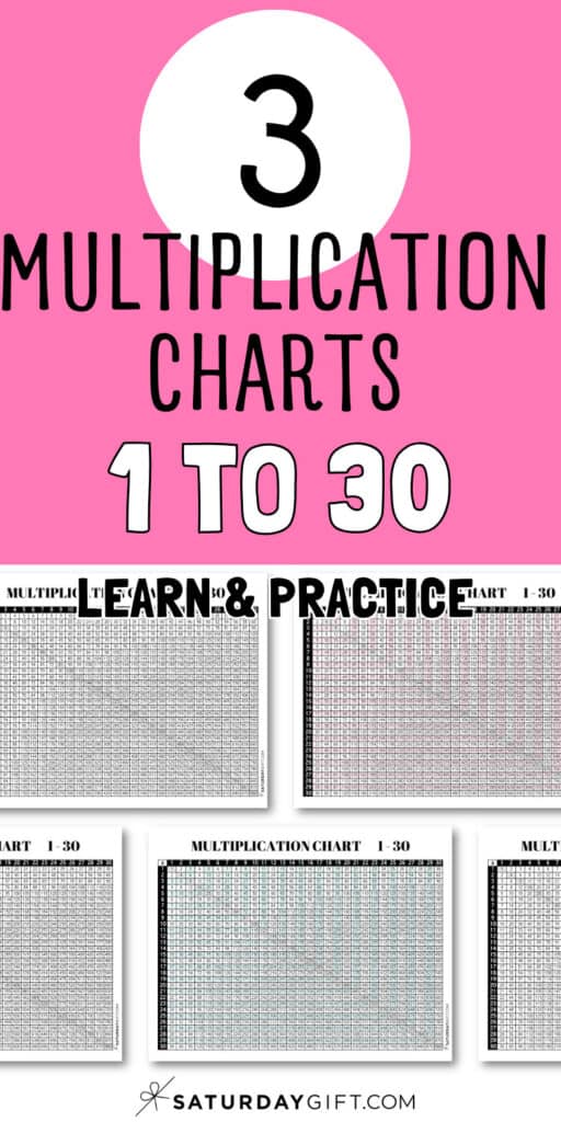 3 Multiplication Charts 1 to 30 - Learn & Practice | SaturdayGift