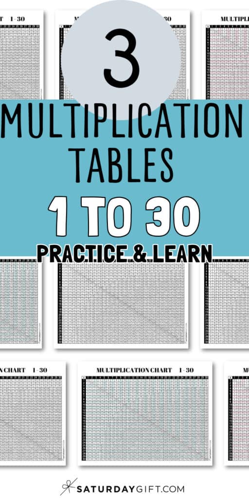 3 Multiplication Tables 1 to 30 - Practice & Learn | SaturdayGift