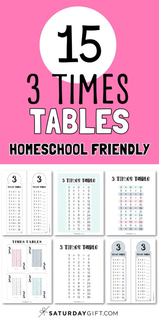 3 Times Tables - Homeschool Friendly | SaturdayGift