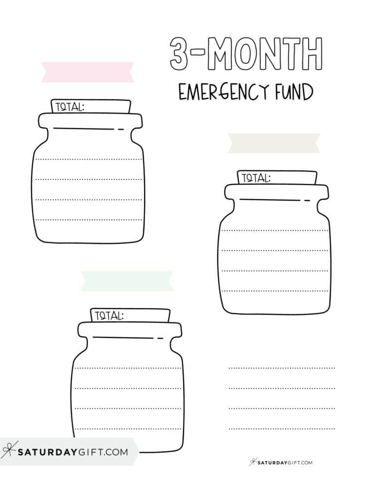 25 Cute &amp; Free Emergency Fund Tracker Printable Templates | SaturdayGift