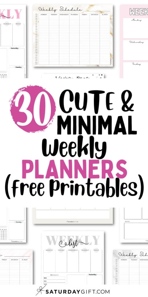 30 Cute & Minimal Weekly Planners | SaturdayGift