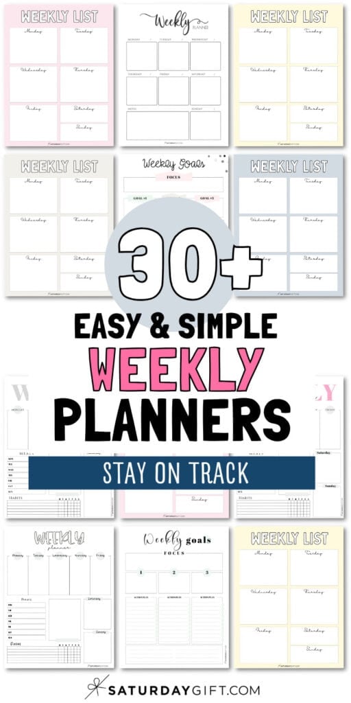 30+ Easy and Simple Weekly Planners | SaturdayGift