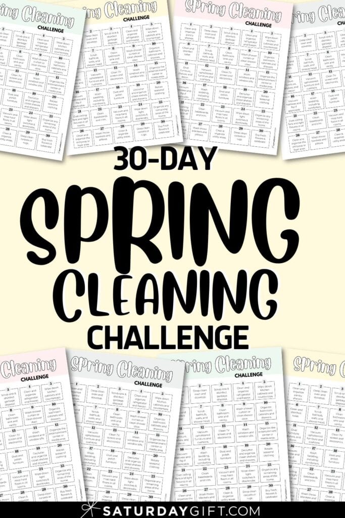 30-day Spring Cleaning Challenge - Printable Checklists | SaturdayGift