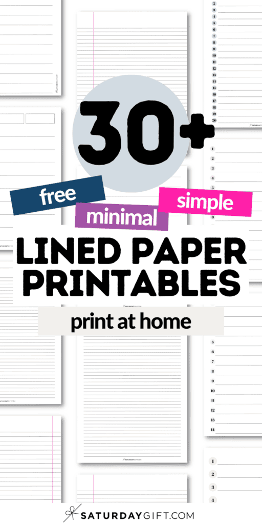 30+ free and Minimal Lined Paper Printables | SaturdayGift