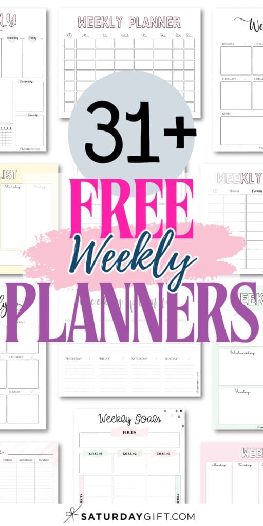 31+ Free Weekly Planners | SaturdayGift