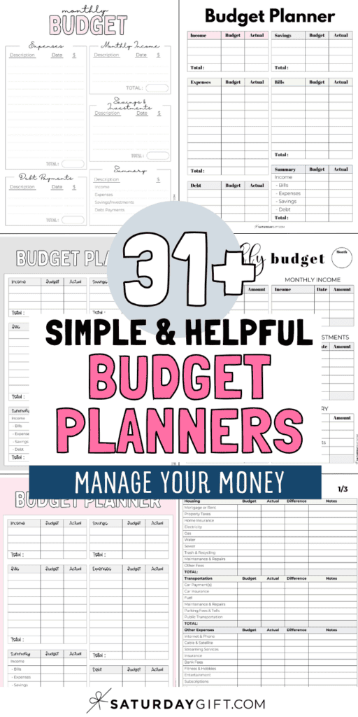 31+ Simple and Helpful Budget Planners | SaturdayGift