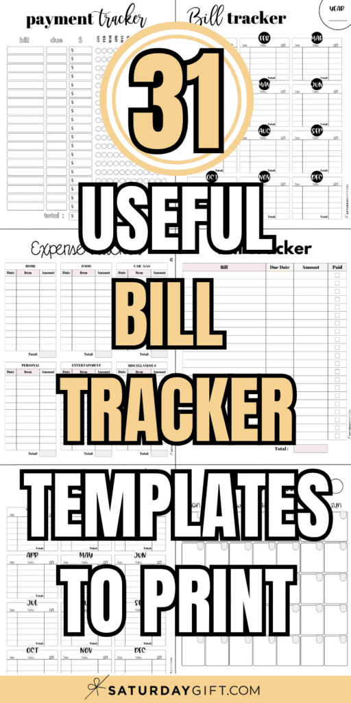 31 Usefull Bill Tracker Templates to Print | SaturdayGift