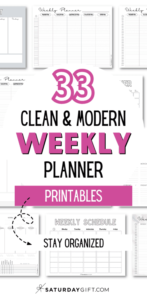 33 Clean & Modern Weekly Planner Printables | SaturdayGift