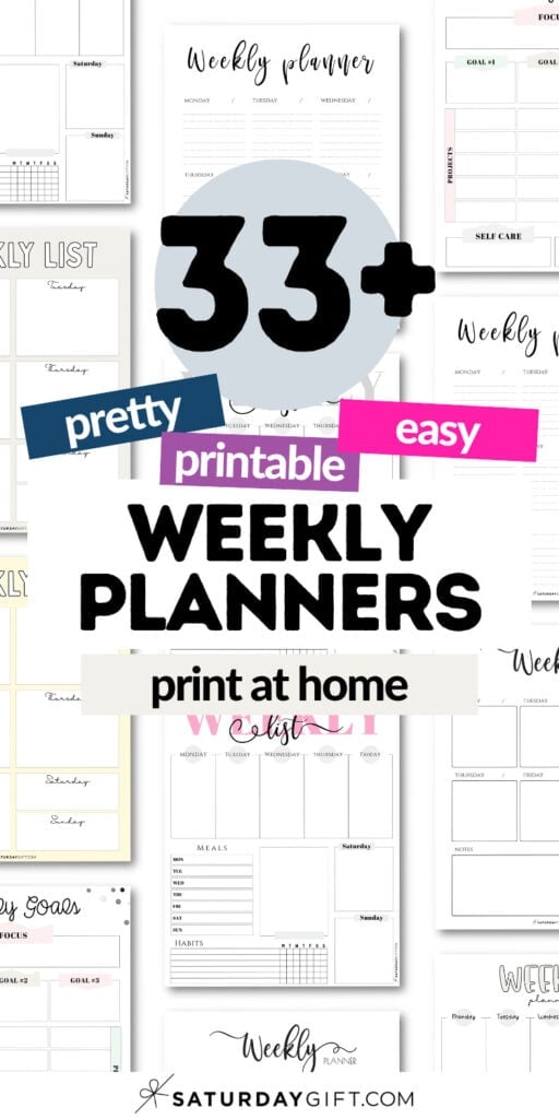 33+ Pretty and Printable Weekly Planners | SaturdayGift