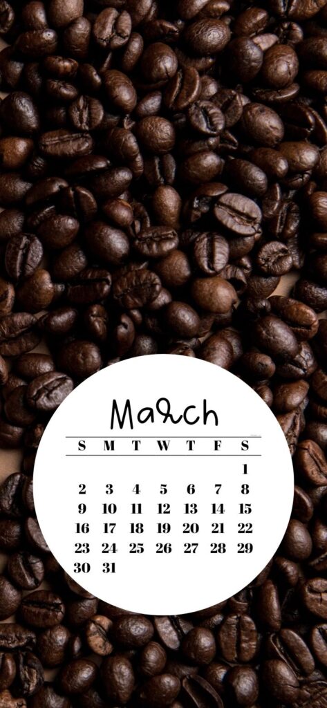 34. Brown coffee beans Wallpaper & March 2025 Calendar SaturdayGift