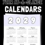 35 Free Printable Year At-A-Glance Calendars | SaturdayGift