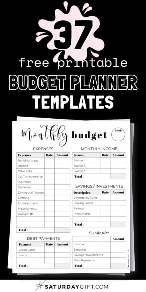 37 Printable Budget Planner Templates | SaturdayGift