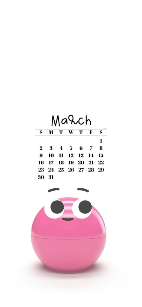37. Cute Pink Little Creature & March 2025 Calendar Wallpaper SaturdayGift