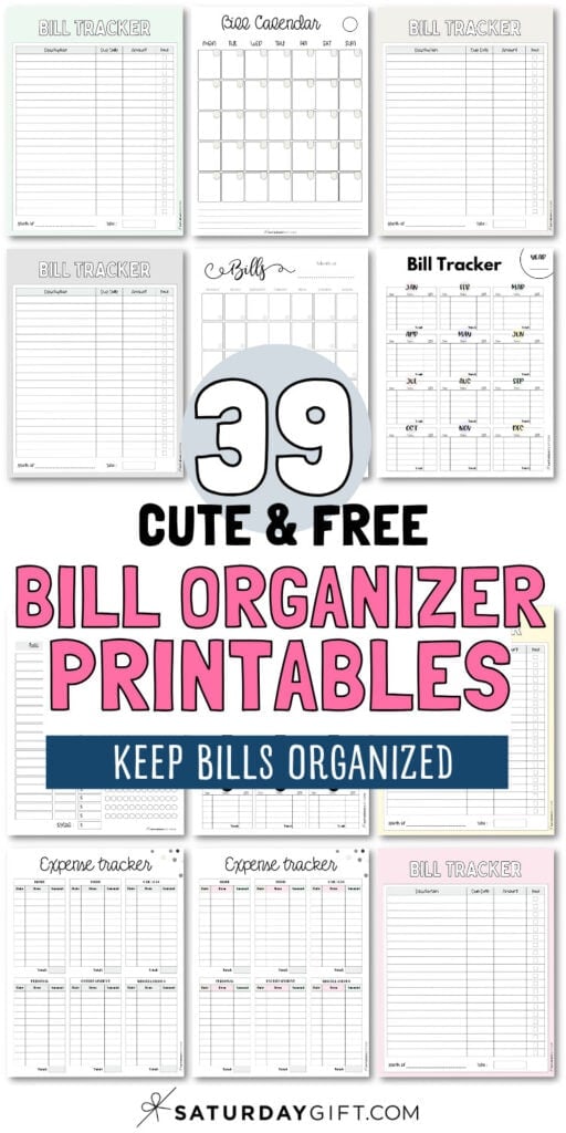 39 Cute and Free Bill Organizer Printables | SaturdayGift