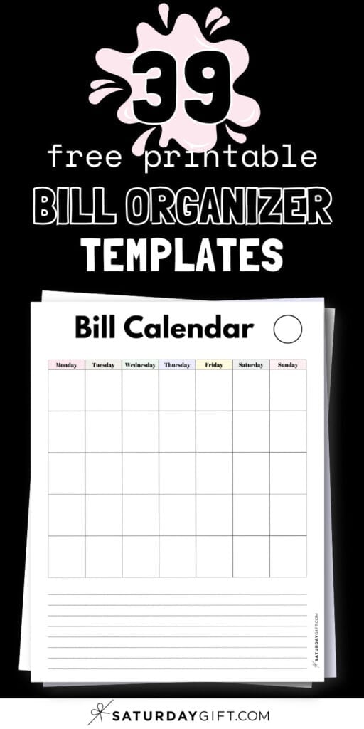 39 Free Printable Bill Organizer Templates | SaturdayGift