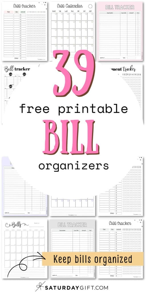 39 Free Printable Bill Organizers | SaturdayGift
