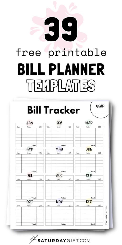 39 Free Printable Bill Planner Templates | SaturdayGift