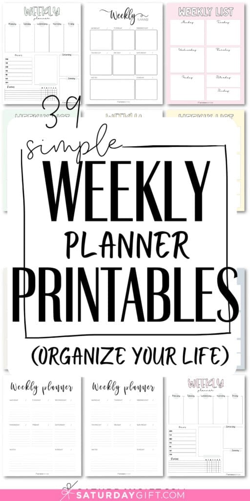 39 Simple Weekly Planner Printables | SaturdayGift