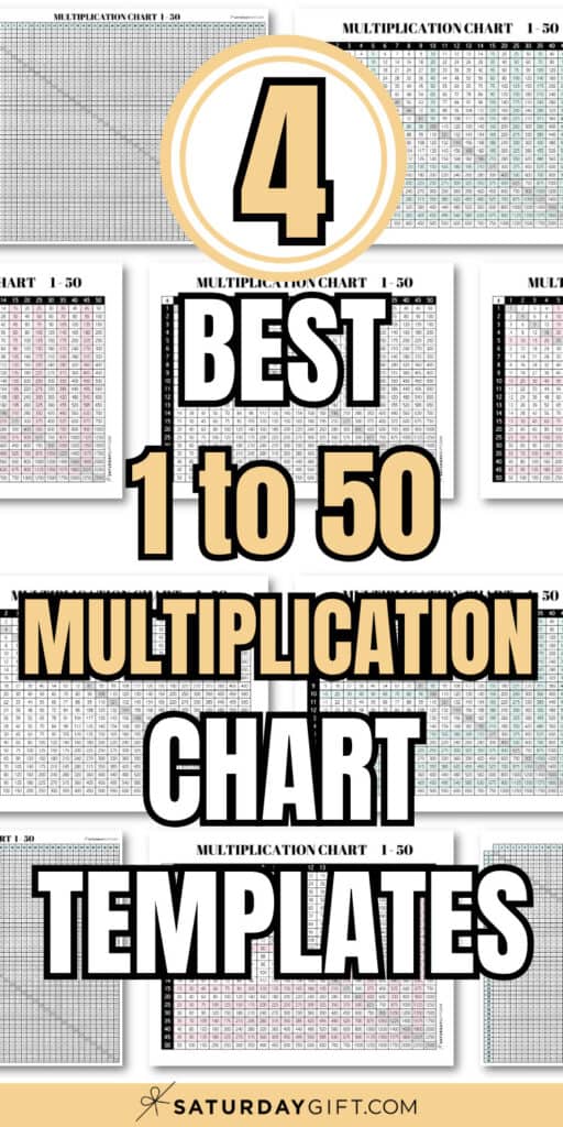 4 Best 1 to 50 Multiplication Chart Templates | SaturdayGift