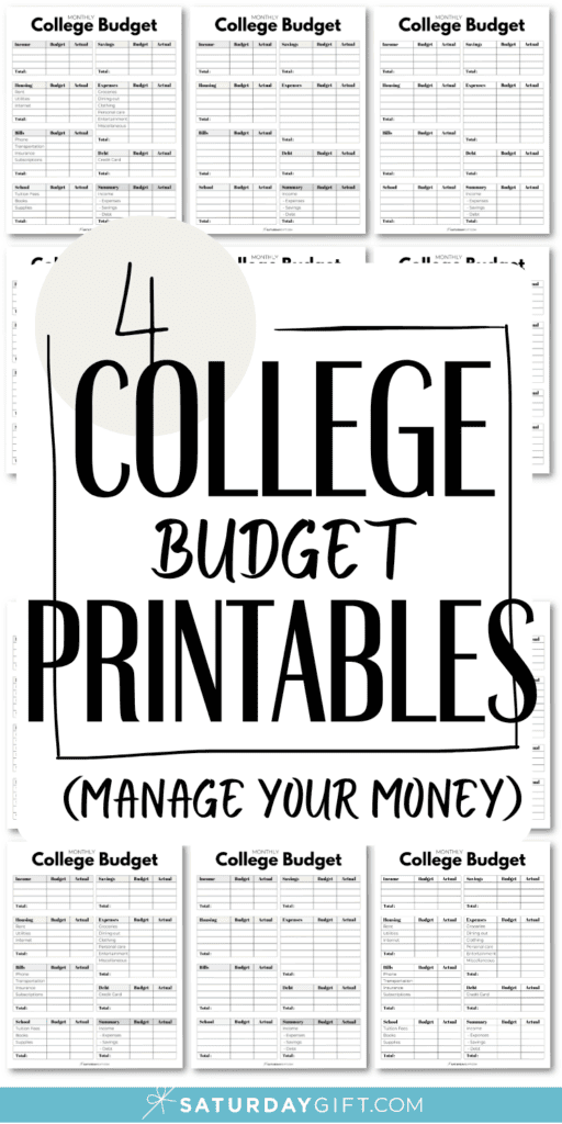 4 College Budget Printables Manage Your Money | SaturdayGift