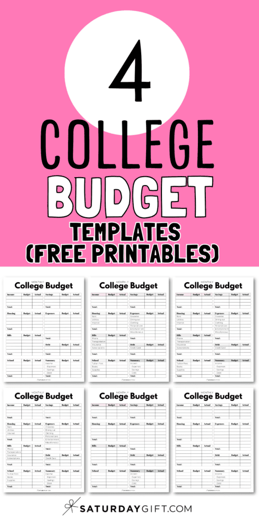 4 College Budget Templates Free Printables | SaturdayGift