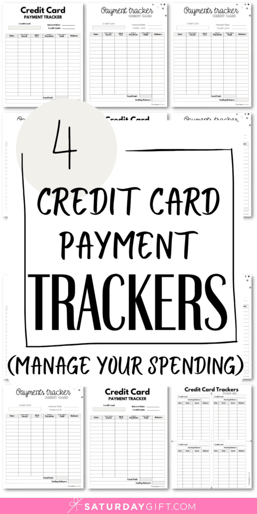 4 Credit Card Payment Tracker PDFs | SaturdayGift