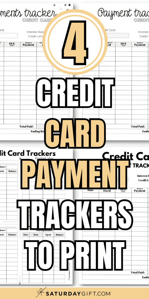 4 Credit Card Payment Trackers to Print | SaturdayGift