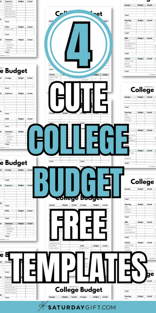 4 Cute College Budget Free Templates | SaturdayGift