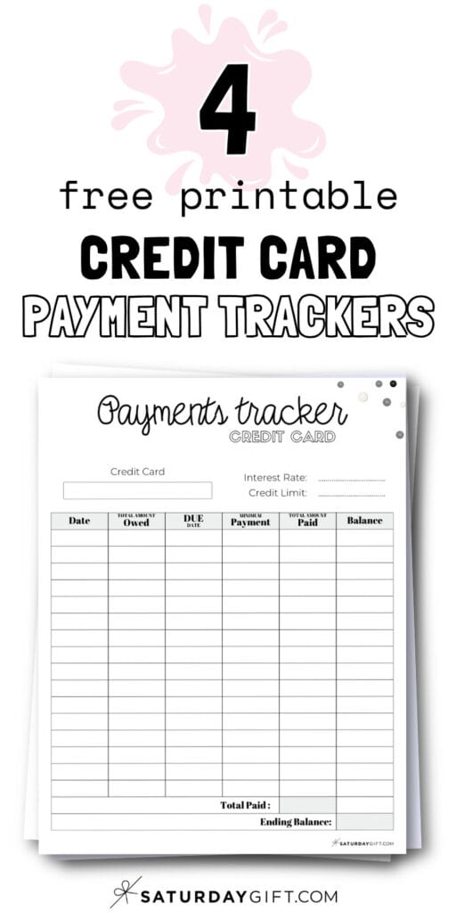4 Cute Printable Credit Card Payment Trackers | SaturdayGift