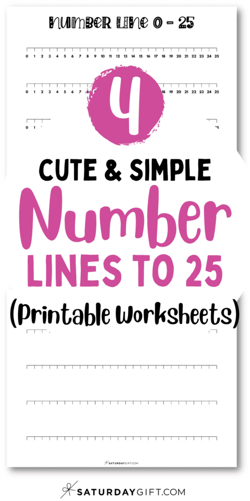 4 Cute & Simple Number Lines to 25 - Printable Worksheets | SaturdayGift