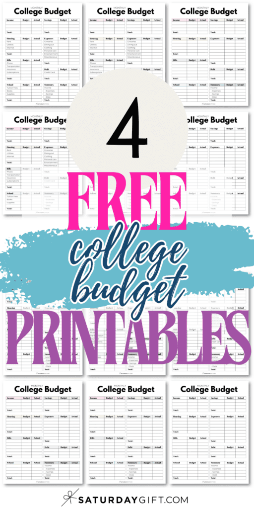 4 Free College Budget Printables | SaturdayGift