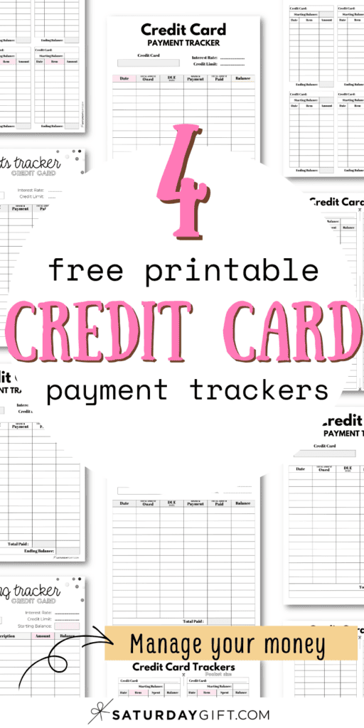 4 Free Printable Credit Card Payment Trackers | SaturdayGift