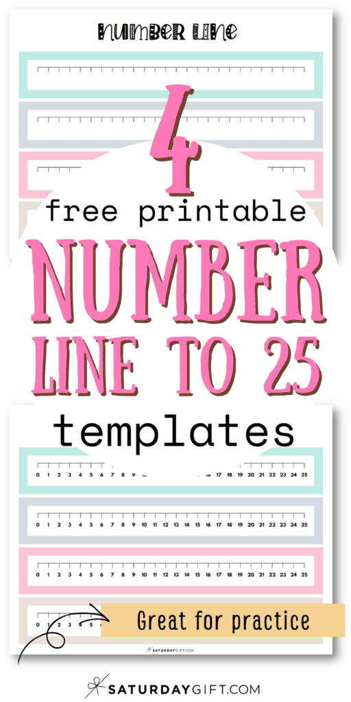4 Free Printable Number Line to 25 Templates - Great for Practice| SaturdayGift