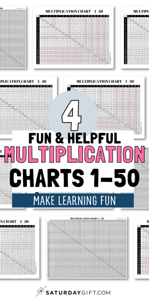 4 Fun & Helpful Multiplication Charts 1 to 50 - Make Learning Fun | SaturdayGift