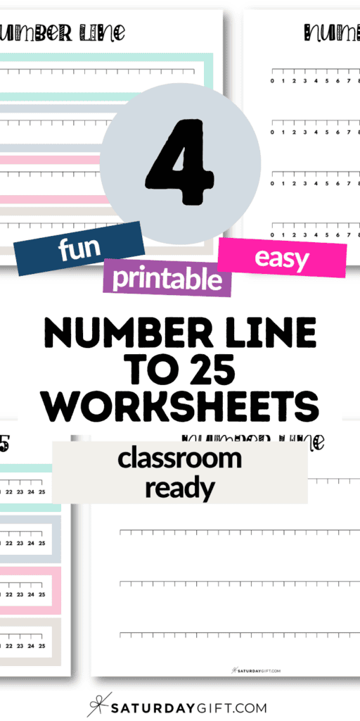 4 Fun Printable & Easy Number Line to 25 Worksheets - Classroom Ready | SaturdayGift