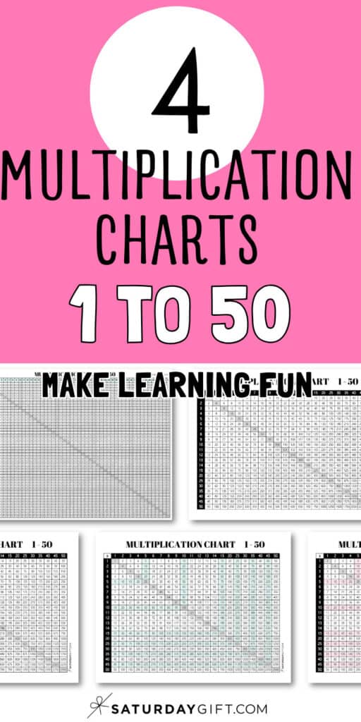 4 Multiplication Charts 1 to 50 - Make Learning Fun | SaturdayGift