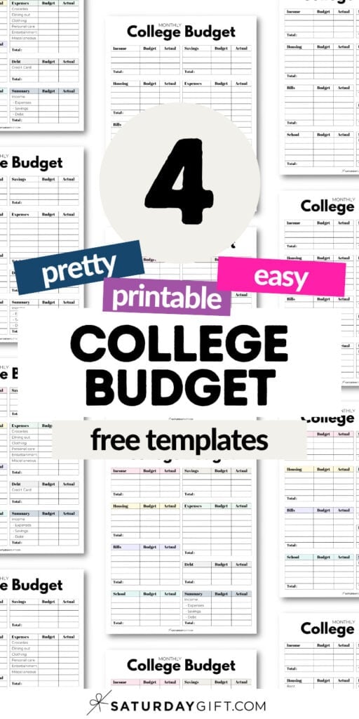 4 Pretty and Printable College Budget Free Templates | SaturdayGift