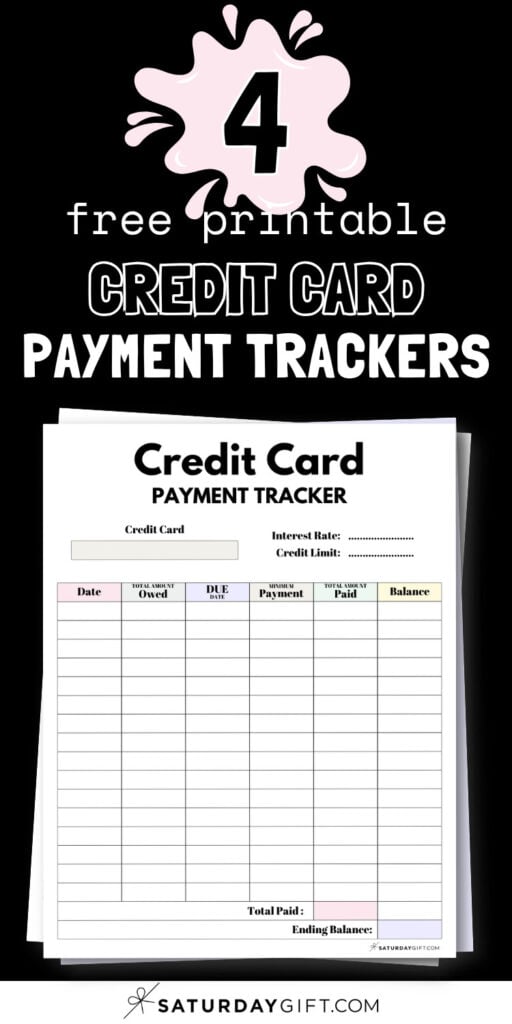 4 Printable Credit Card Payment Trackers | SaturdayGift