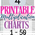 4 Printable Multiplication Charts 1-50 | SaturdayGift